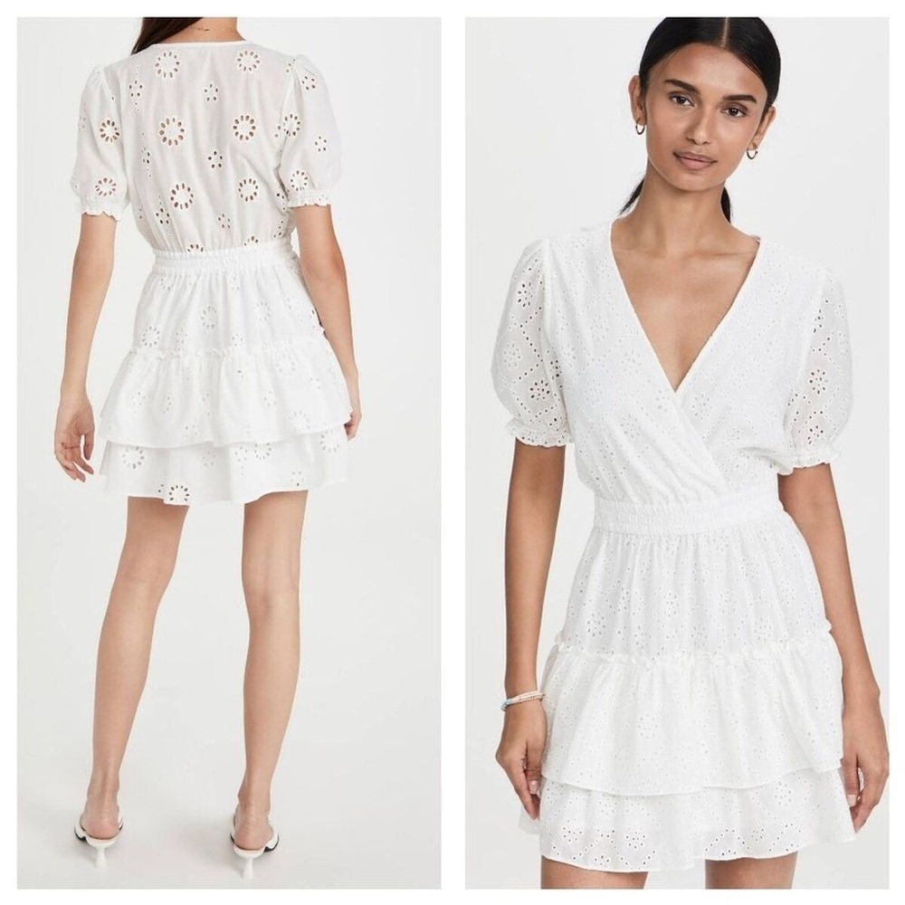 WAYF shocked waist tiered mini dress